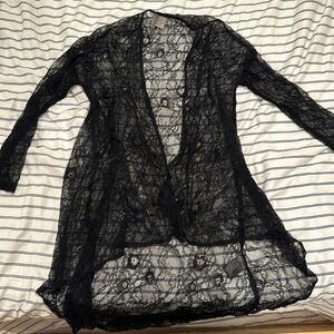 Lace and sheer floral shrug